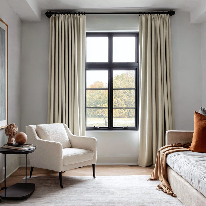 Solace Linen Solid Blackout Pleated Curtains