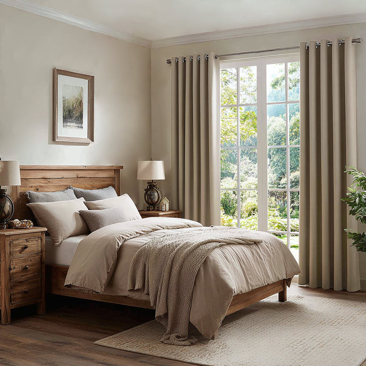 Thrum Linen Draped Living Room Blackout Curtains Grommet