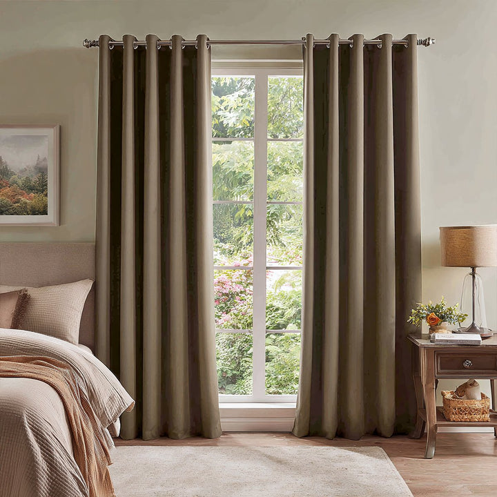 Thrum Linen Draped Living Room Blackout Curtains Grommet