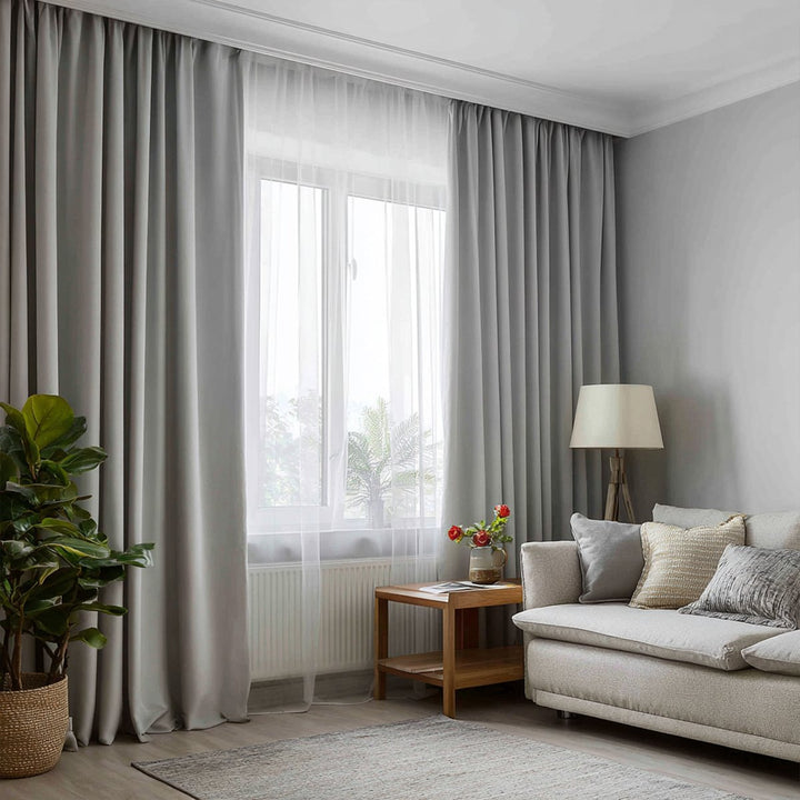 Cotton And Linen Texture Full Light-Proof Strong Sound Insulation Sun-Proof Shading Living Room Curtains