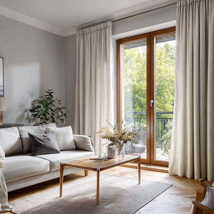Cambric 100% Linen Sheer Breathable Blackout Pleated Curtains