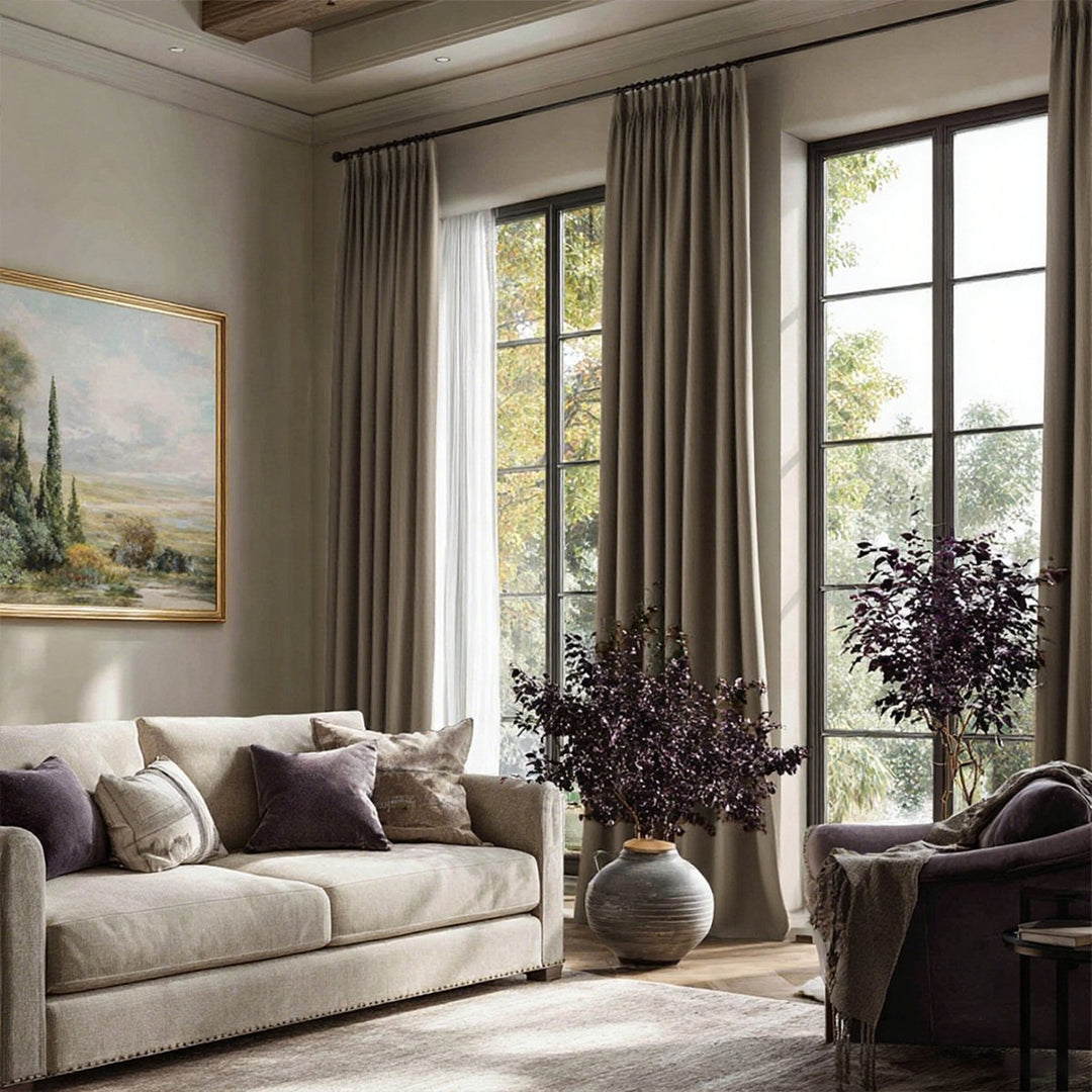 Haven Luxury Linen Cotton Pleated Living Room Decorative Thermal Curtains