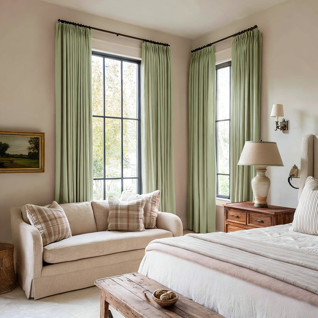 Eclipse 100% Blackout Linen Textured Pleated Curtains