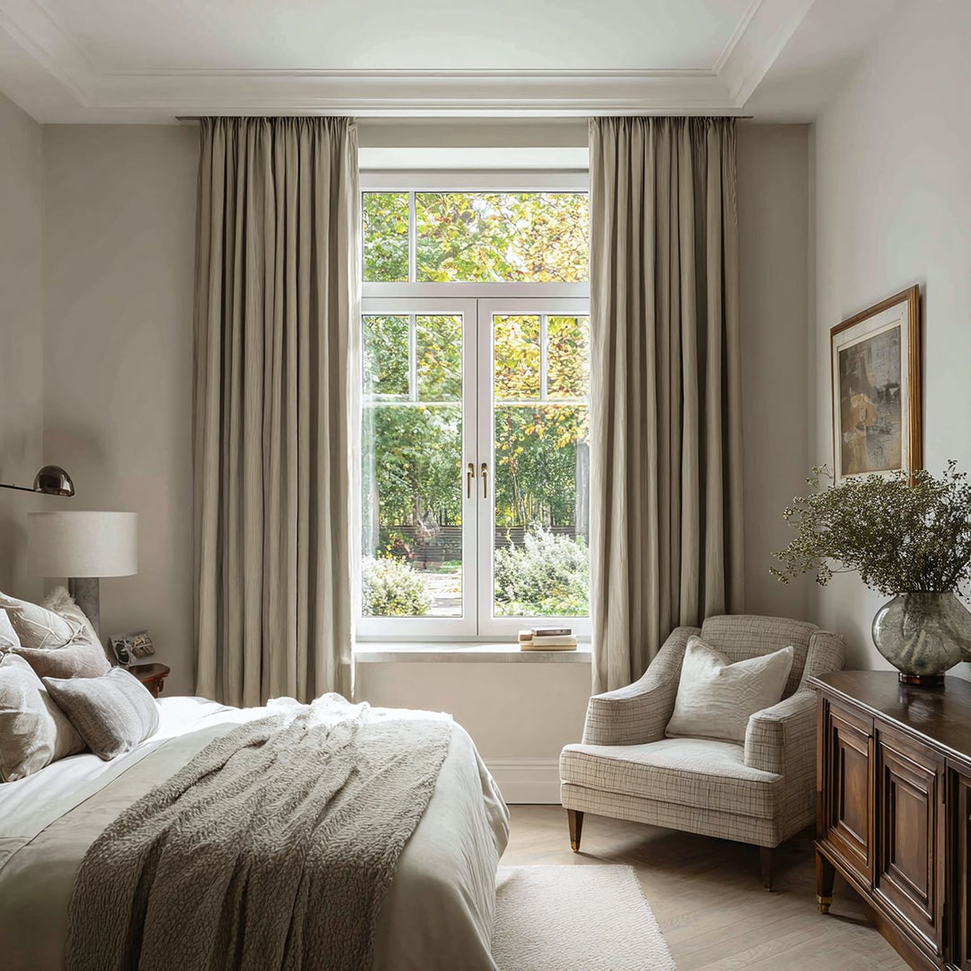 Tactile Linen And Cotton Blackout Pleated Curtains