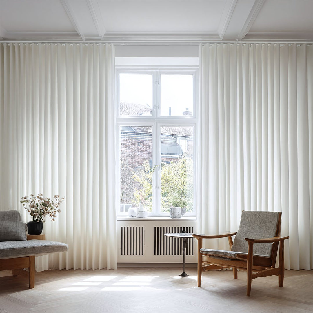Linen pleated living room breathable blackout curtains