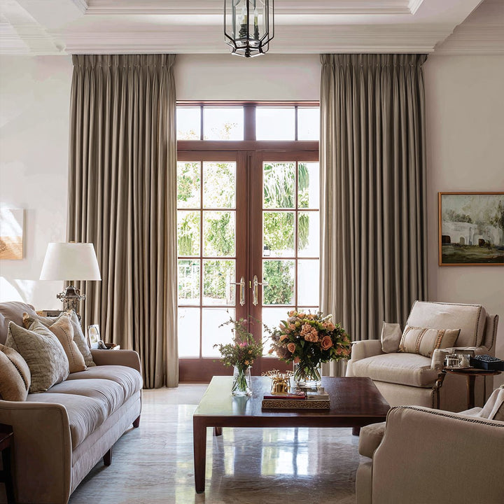 100% Blackout Linen Pleated Curtains