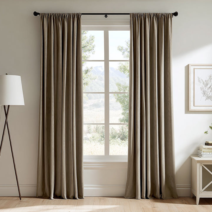 Thrum Linen Draped Living Room Blackout Curtains Soft Top