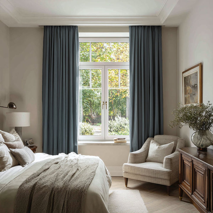 Tactile Linen And Cotton Blackout Pleated Curtains