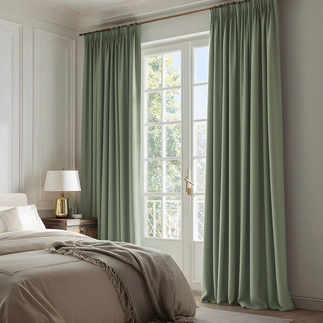 Celeste Cotton Pleated Blackout Curtains For Living Room Bedroom