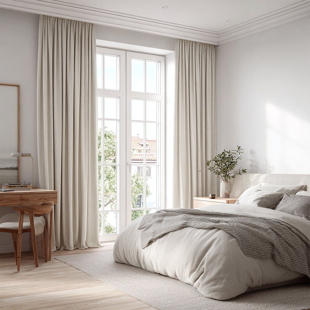 Linen And Cotton Blackout Pleated Curtains