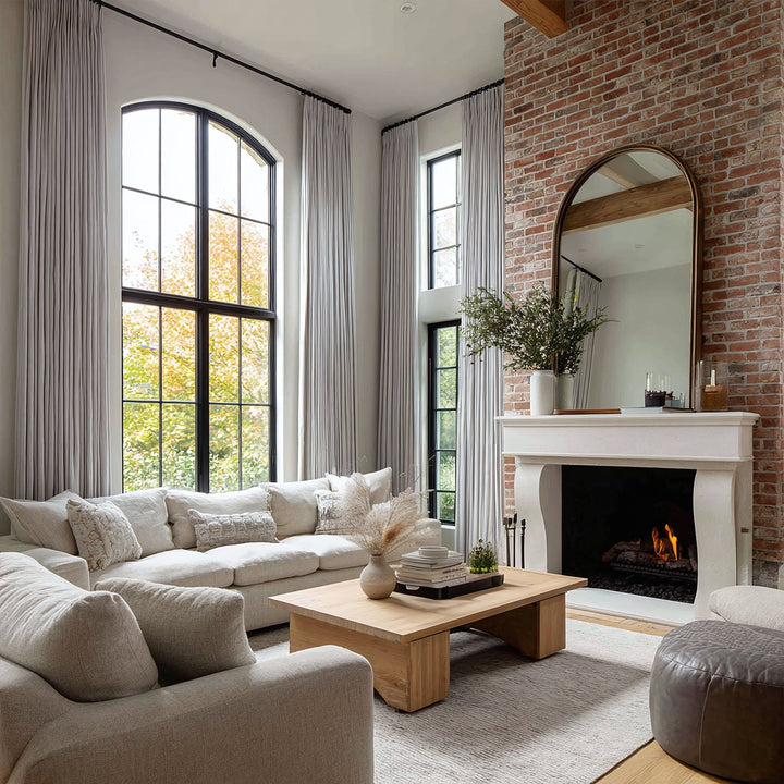 Burlap Linen Blend Blackout Pleated Curtains