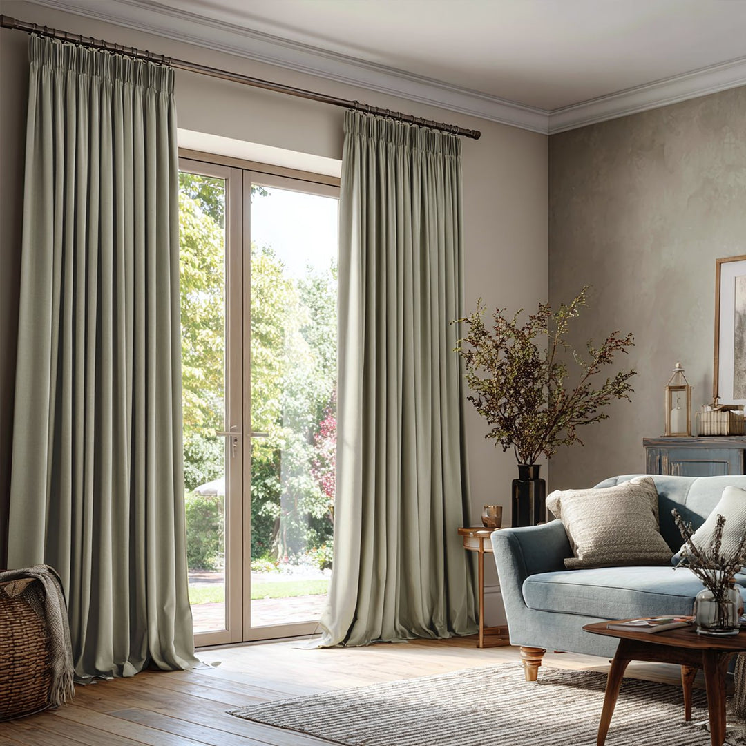 Nocturne 100% Blackout Linen Pleated Curtains
