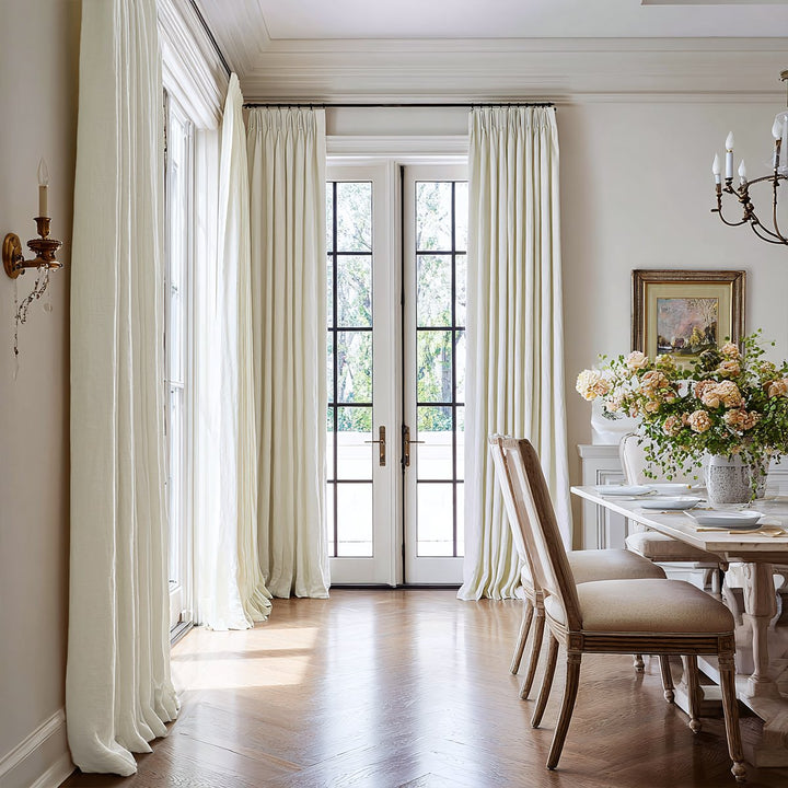 Eclipse 100% Blackout Linen Textured Pleated Curtains