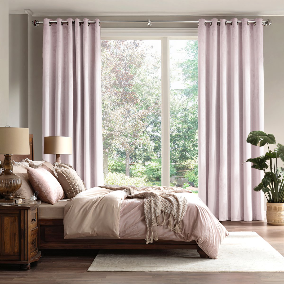 Velvet Blackout Noiseproof Grommet Curtains