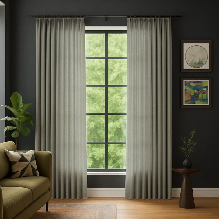 Canvas Linen Pleated Blackout Curtains Heavyweight Elegant Custom Modern Solid Drapes