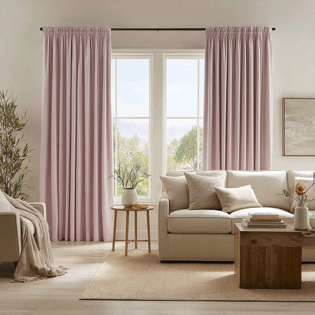 Celeste Cotton Pleated Blackout Curtains For Living Room Bedroom Soft Top