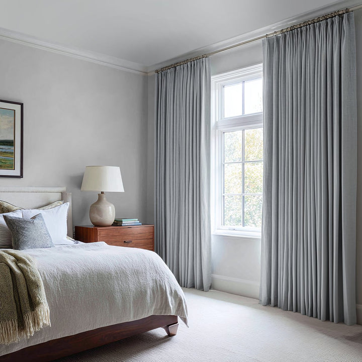 Eclipse 100% Blackout Linen Textured Pleated Curtains
