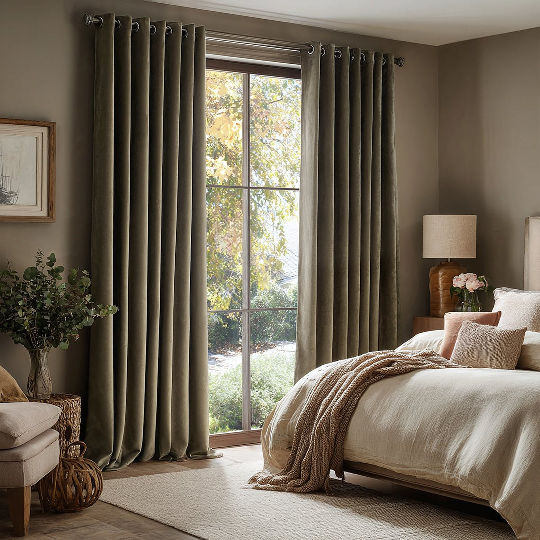 Ember Luxurious Velvet Pleated Curtains Grommet