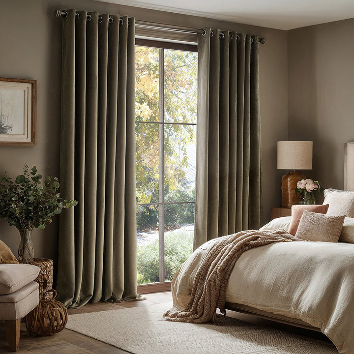 Ember Luxurious Velvet Pleated Curtains Grommet