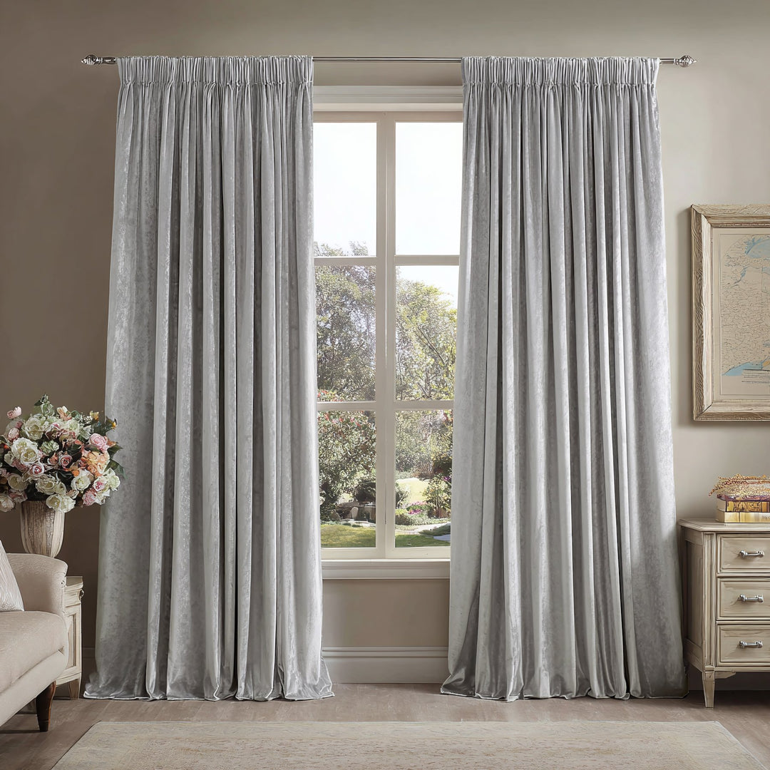 Hue Velvet Blackout Noiseproof Pleated Curtains