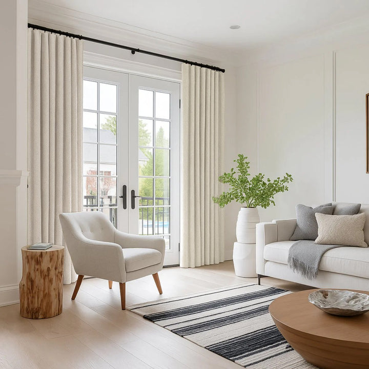 Tweed Premium Herringbone Pattern Custom Pleated Curtains