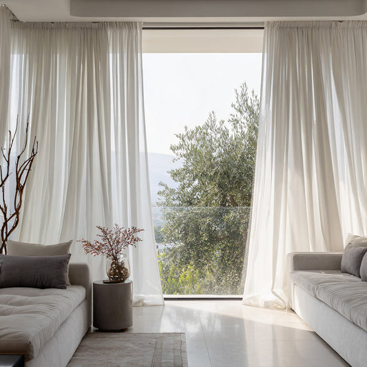White Translucent Tulle Living Room Curtains Soft Top