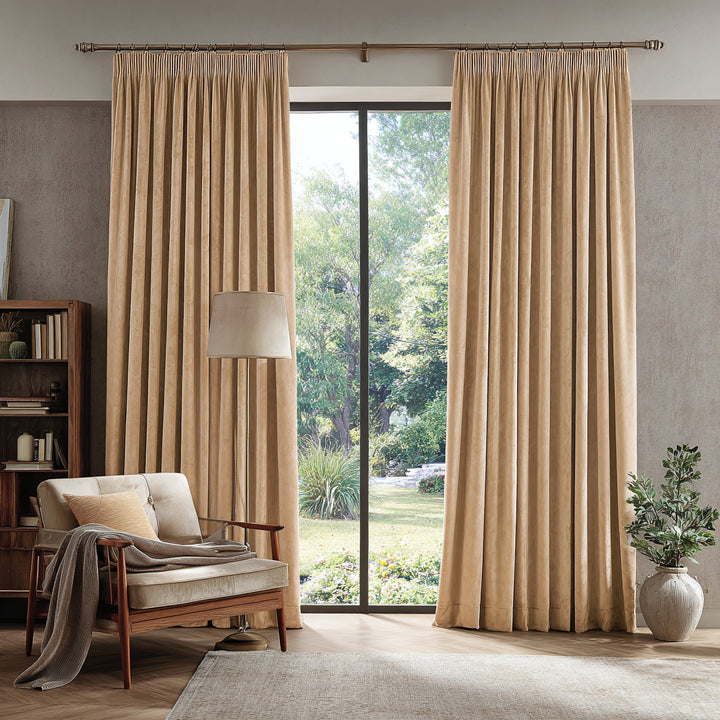 Hue Velvet Blackout Noiseproof Pleated Thermal Curtains