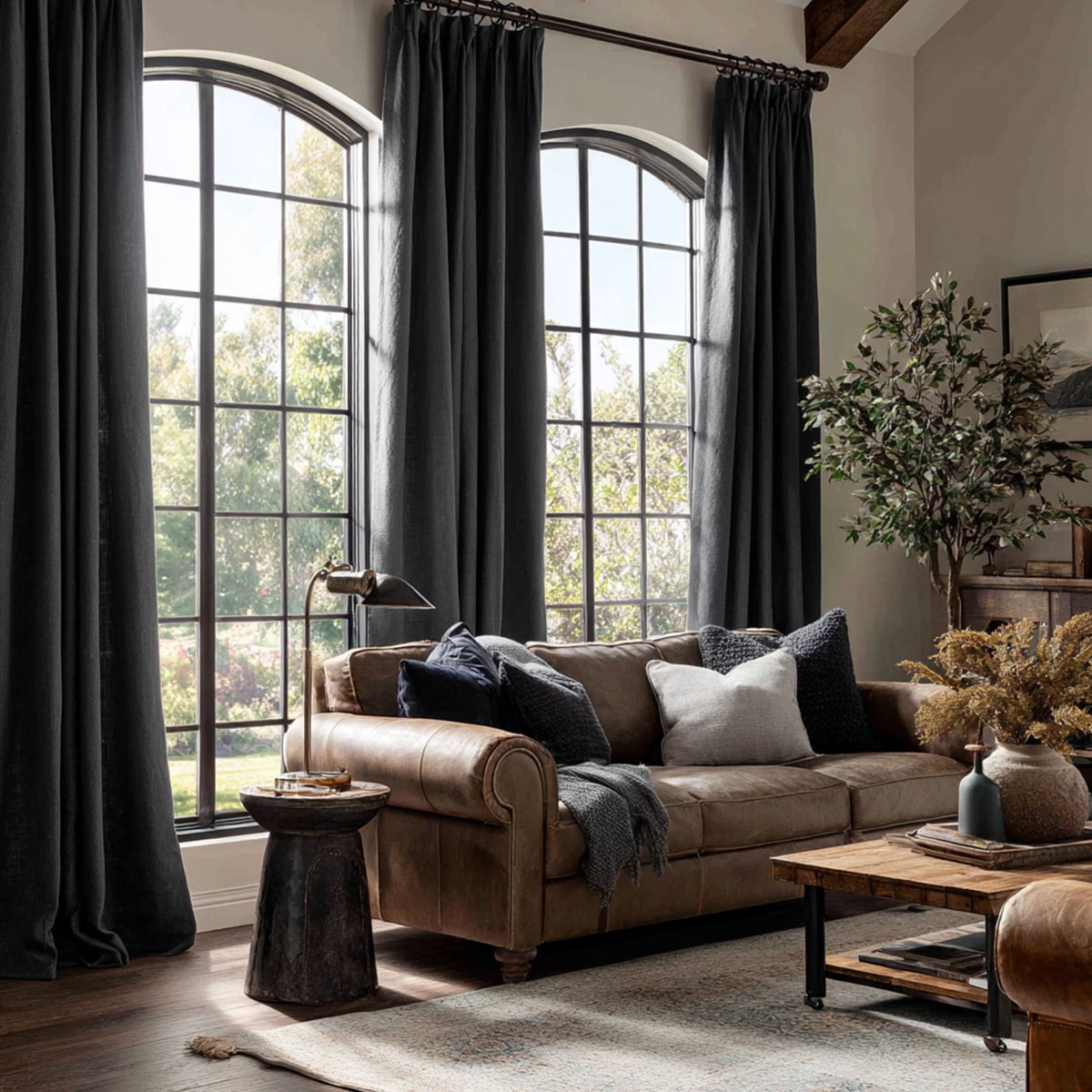 Double-Sided Cotton And Linen Texture, The Darker The Color, The More Light-Blocking The Living Room Curtains