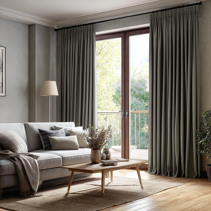 Relief Linen Texture Blackout Pleated Curtains