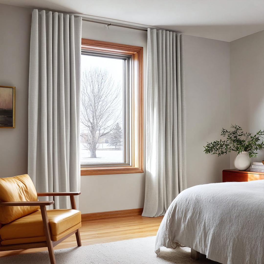 Kinetic 100% Blackout Wood Grain Textured Jacquard Pleated Thermal Curtains