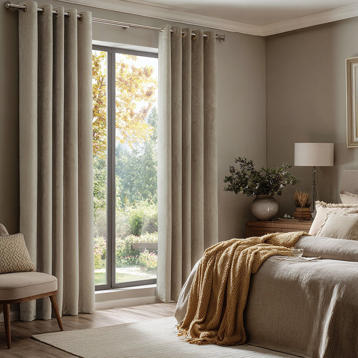 Ember Luxurious Velvet Pleated Curtains Grommet