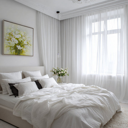 White Semi Sheer Curtain Soft Top