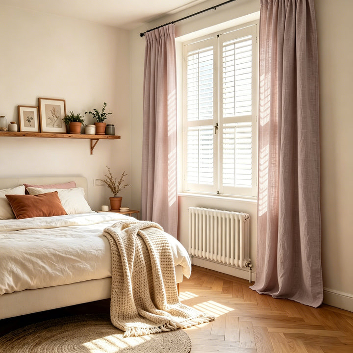 Elara Custom Pinch Pleat Linen Blend Open Weave Semi Sheer Curtains