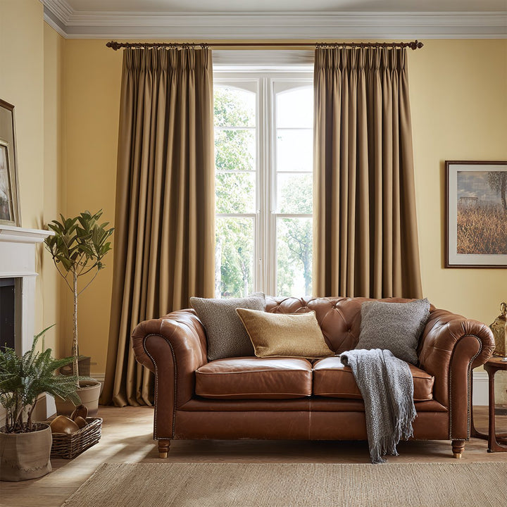 Solace Linen Solid Blackout Pleated Curtains