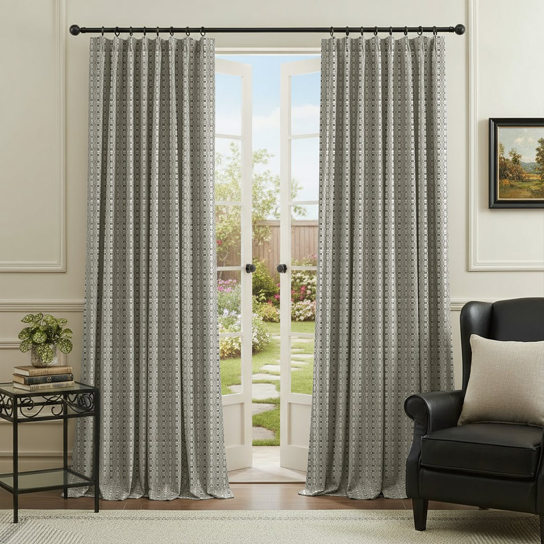 Prism Geometric Patterned Linen Blackout Thermal Curtains