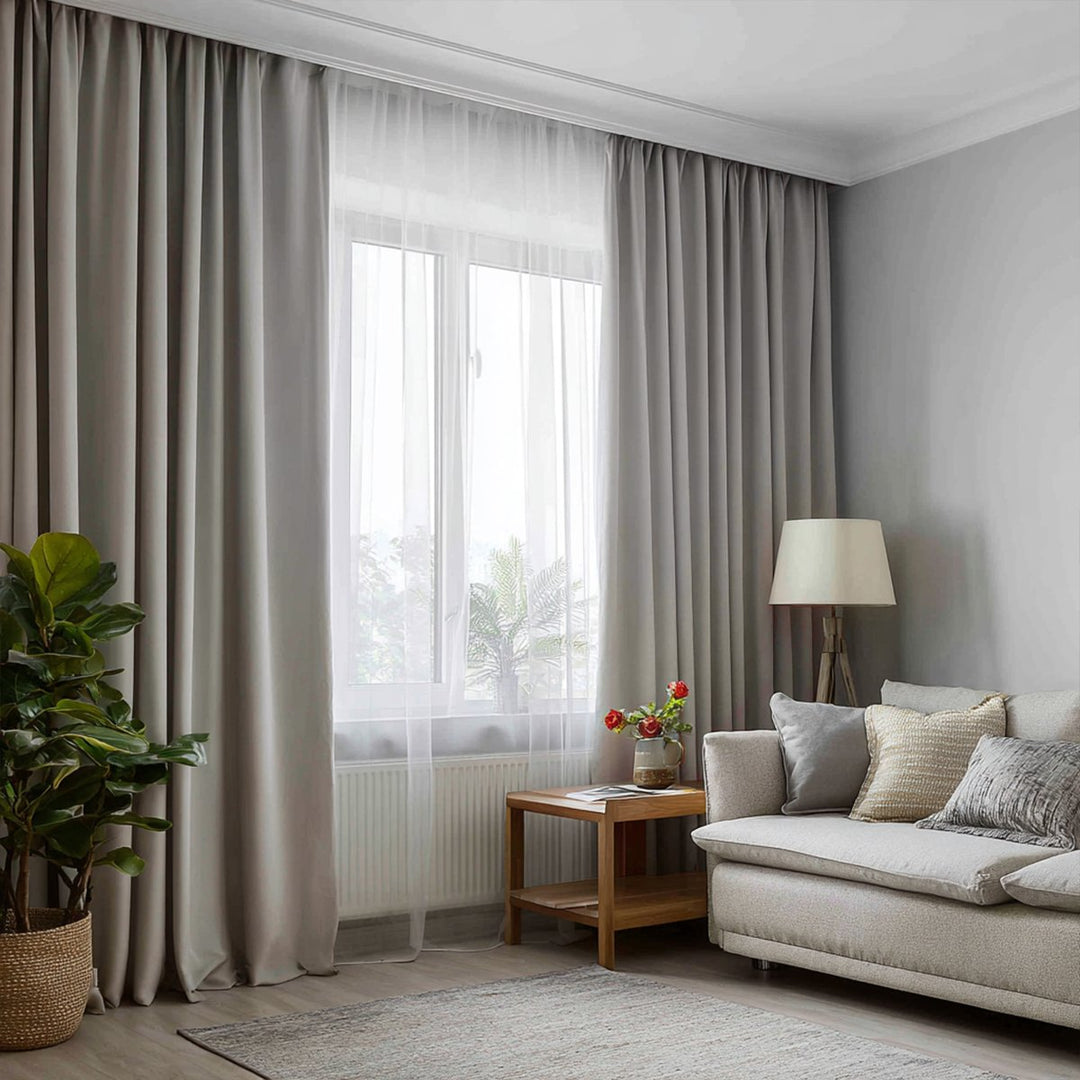 Bulgari Cotton-Linen Textured Blackout And Soundproof Window Curtains