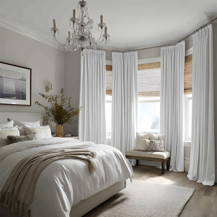Belgian Linen Pleated Blackout Curtains For Living Room And Bedroom