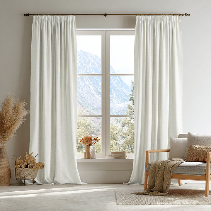 Linen Texture Blackout Pleated Curtains
