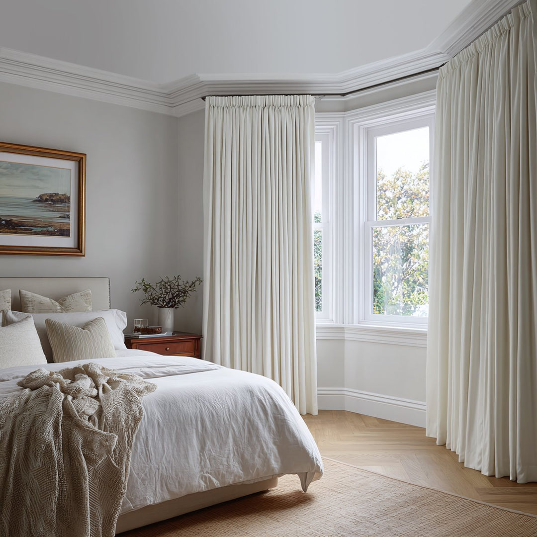 Linen Draped Living Room Blackout Curtains