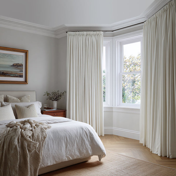 Linen Draped Living Room Blackout Curtains