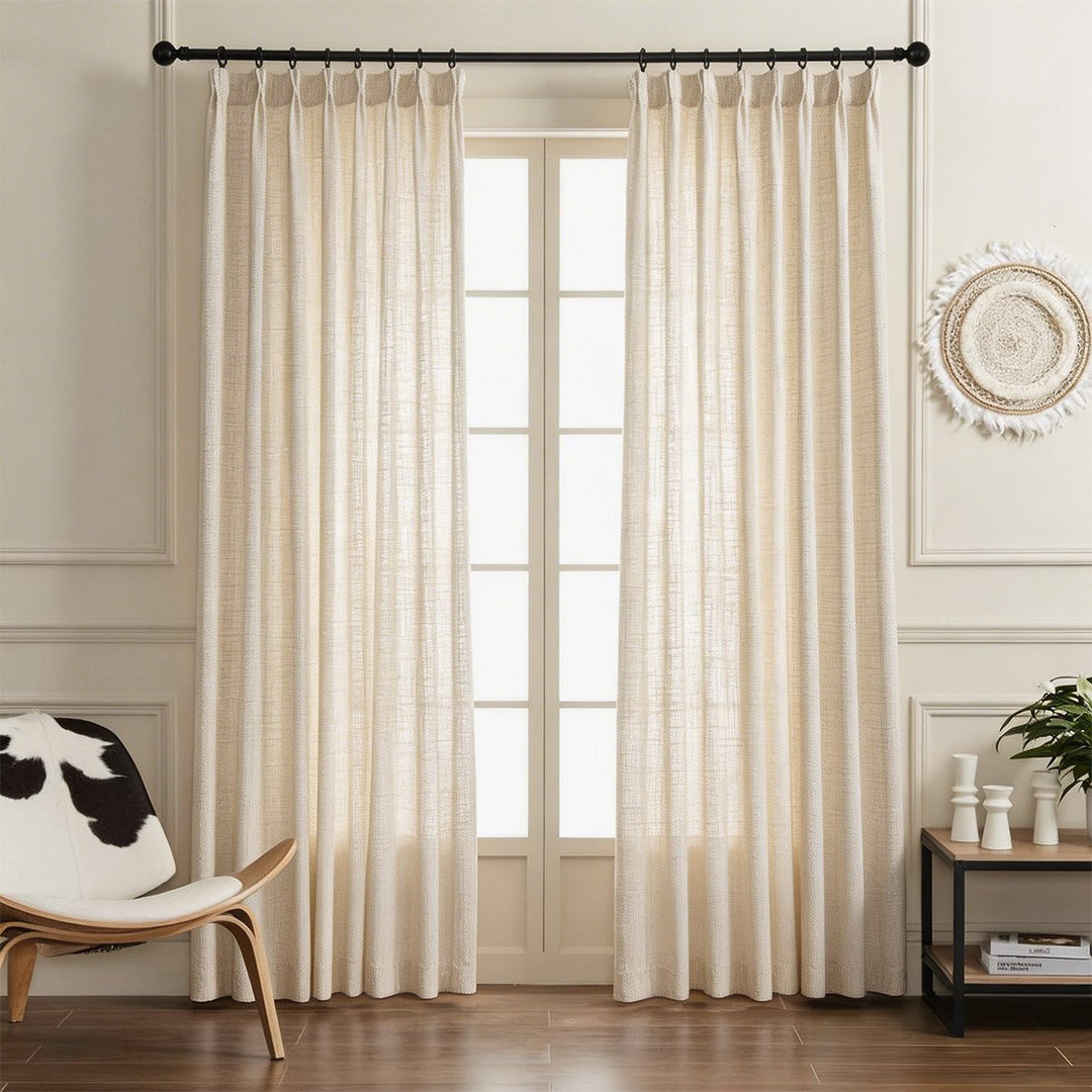 Custom Fusion Linen Cotton Blend Curtains Thermal Insulated Drapes for Living Room Dining Room Made to Measure Window Treatments