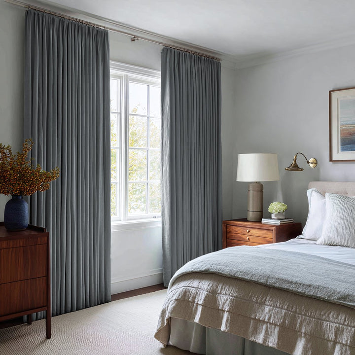 Nocturne Custom 100% Blackout Linen Curtains Pinch Pleat