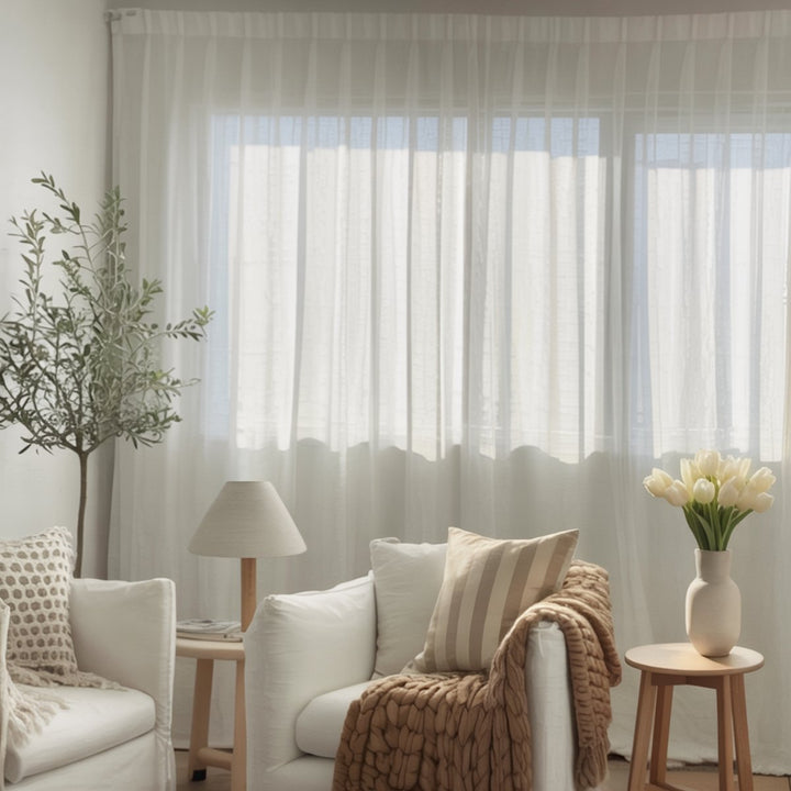100% European Flax Linen Sheer Curtain Soft Pleated Style
