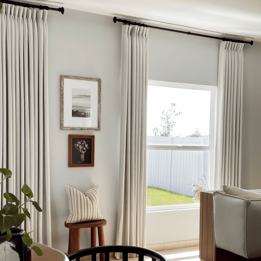 Linum Natural Linen Pleated Blackout Solid Curtains Custom Modern Drapes