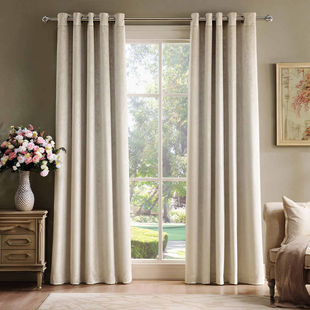Hue Velvet Blackout Noiseproof Grommet Curtains
