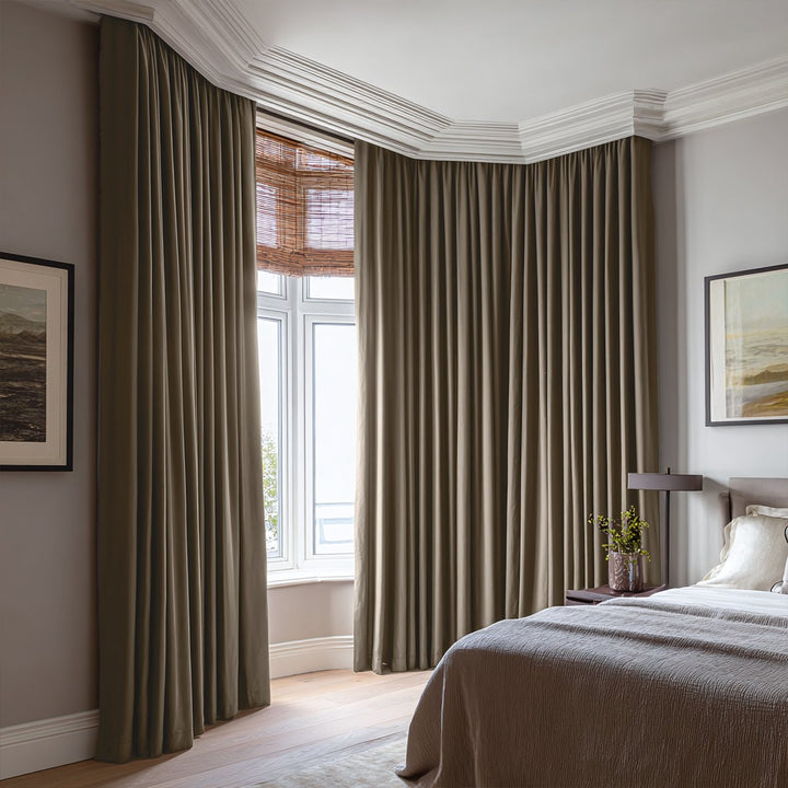 Thrum Linen Draped Living Room Blackout Curtains