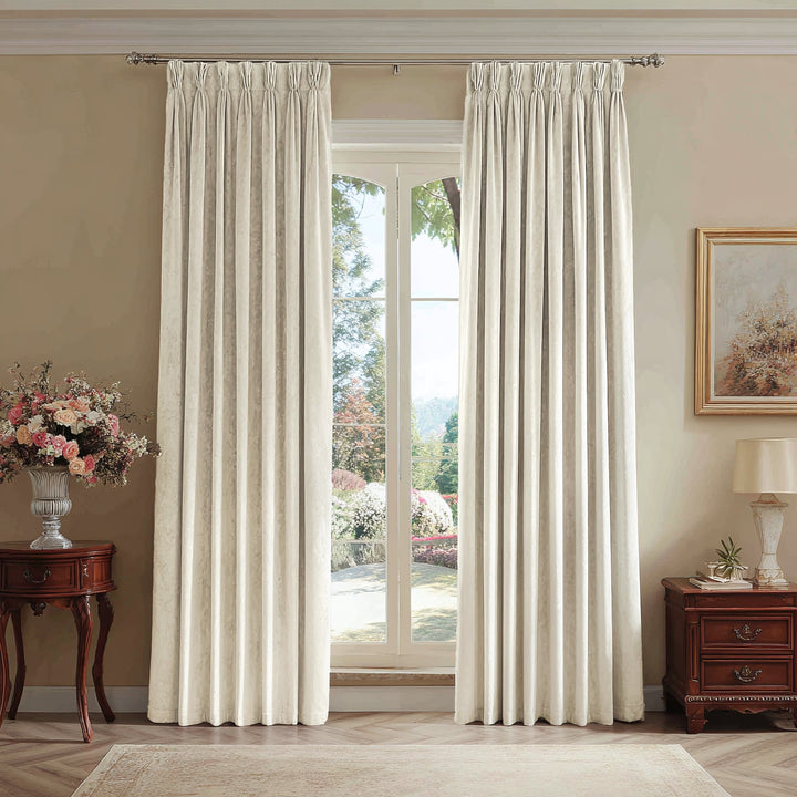 Hue Velvet Blackout Noiseproof Pleated Curtains