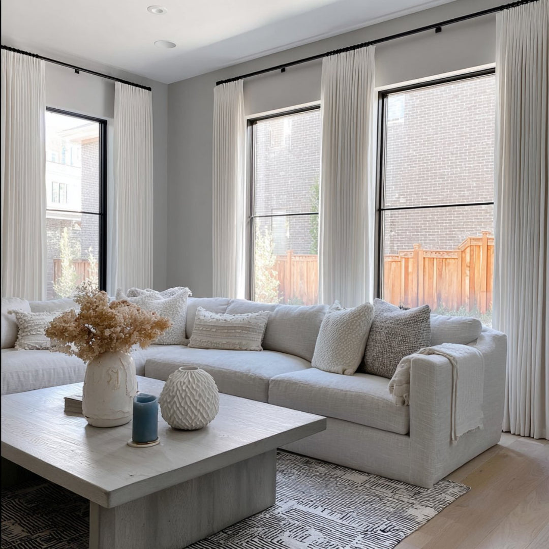 Linum Natural Linen Pleated Blackout Solid Curtains Custom Modern Drapes