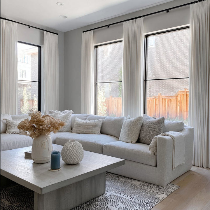 Linum Natural Linen Pleated Blackout Solid Curtains Custom Modern Drapes
