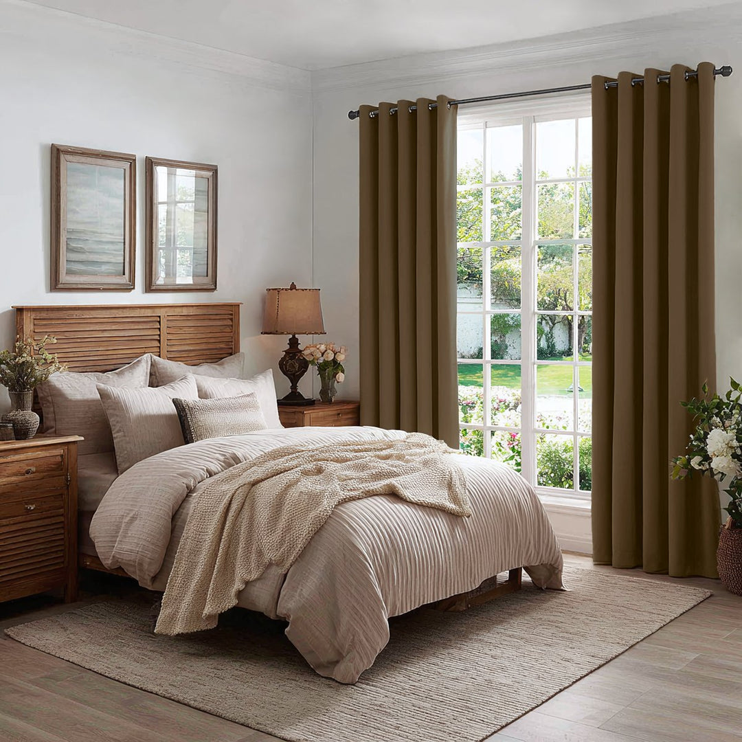 Nest Elegant Velvet Pleated Living Room Bedroom Thermal Curtains Grommet